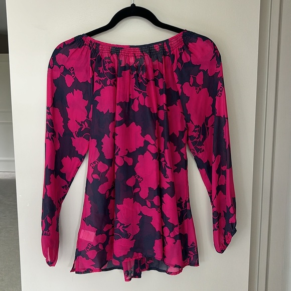 Jenny Han 100% Silk Floral Blouse, Size S - Picture 5 of 7